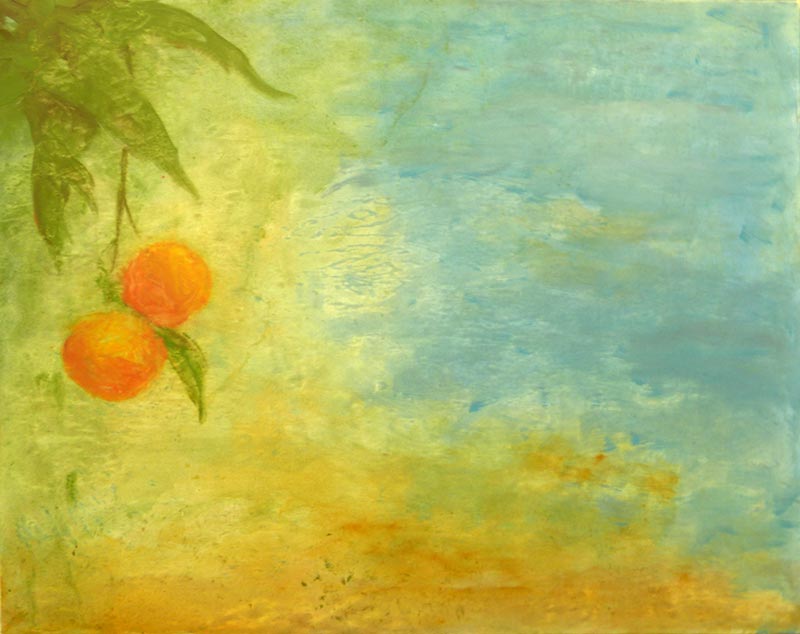 Naranjas y Cielo (Acrílico) (92x73 cm)
