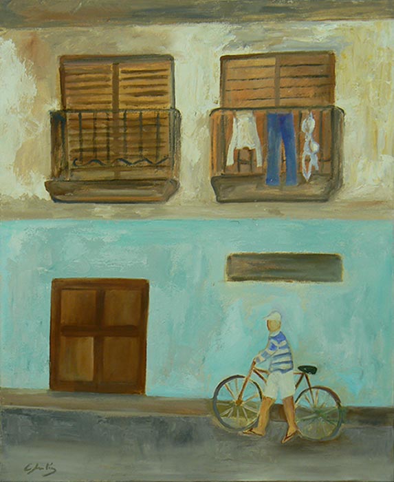 Calle de la Habana con ropa tendida (Óleo) (73x60 cm)